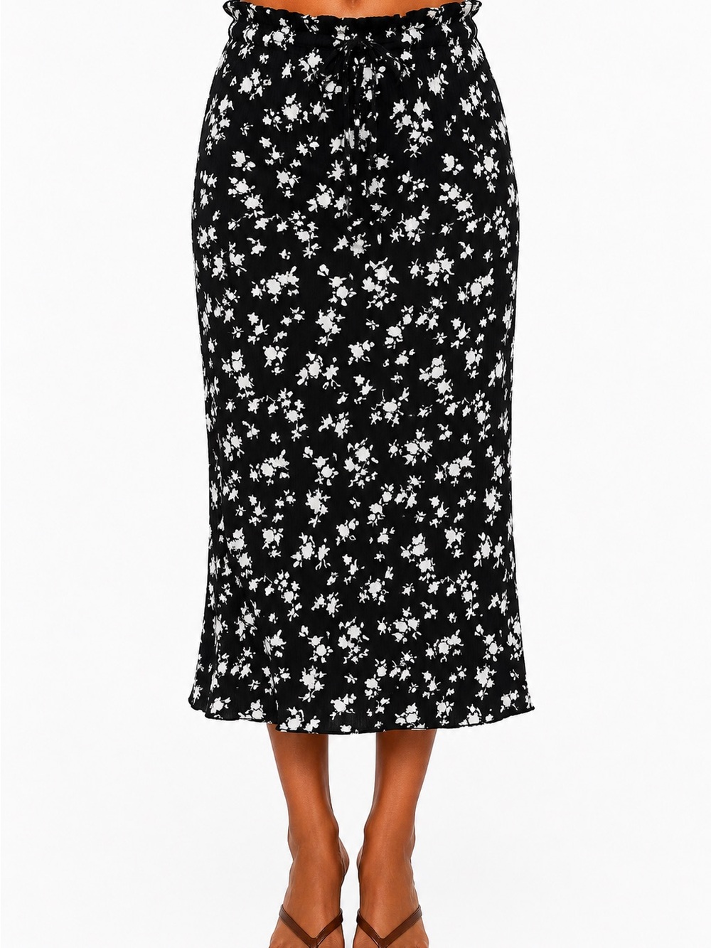 Forever 21 Black & White Floral Midi Skirt